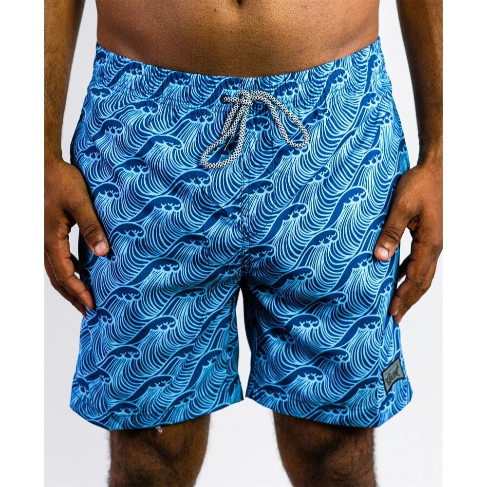 BEAUTIFUL GIANT Men's Beach Swim Pocketed Board Short Blue Size L